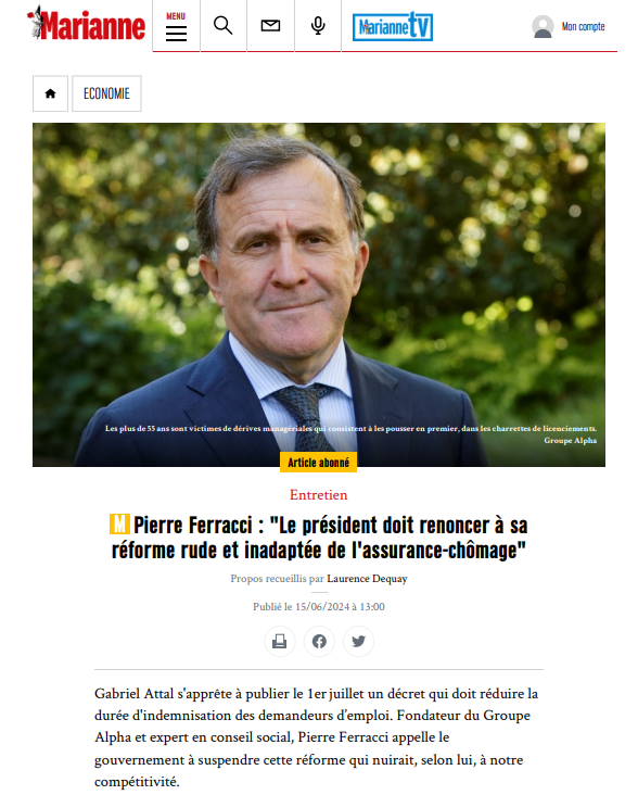 Pierre Ferracci : "Le président doit renoncer à sa réforme rude et inadaptée de l'assurance-chômage"