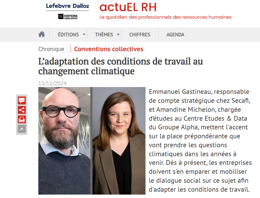 L’adaptation des conditions de travail au changement climatique